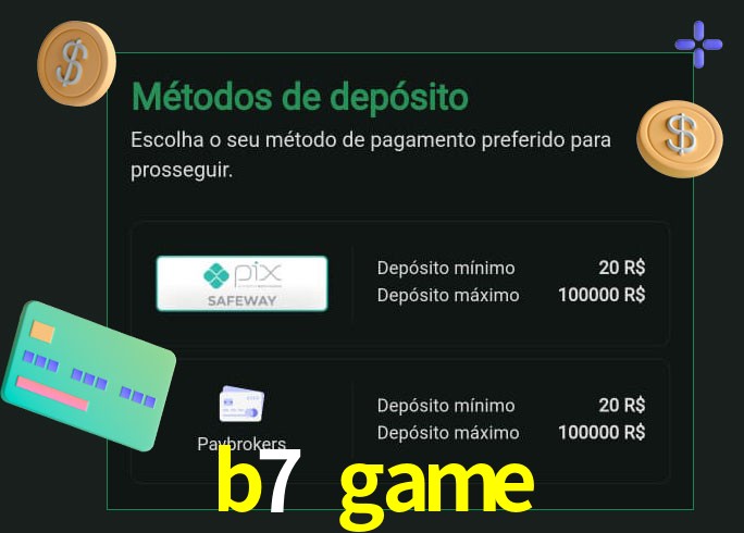 O cassino b7 game oferece uma grande variedade de métodos de pagamento